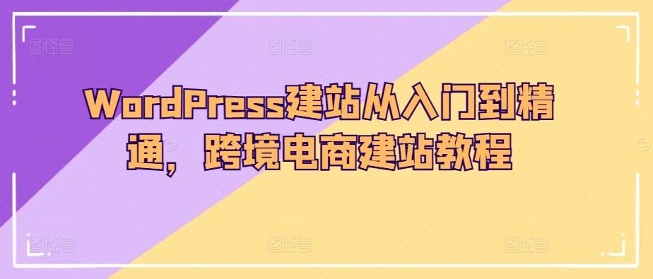 WordPress建站从入门到精通，跨境电商建站教程-爱找项目网