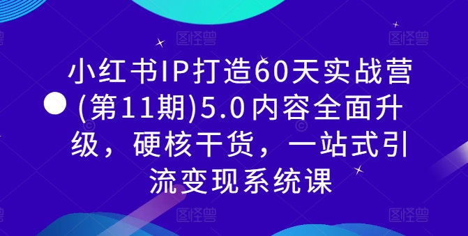 小红书IP打造60天实战营(第11期)5.0​内容全面升级，硬核干货，一站式引流变现系统课-爱找项目网