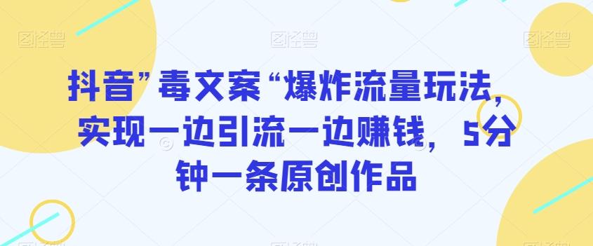 抖音”毒文案“爆炸流量玩法，实现一边引流一边赚钱，5分钟一条原创作品【揭秘】-爱找项目网