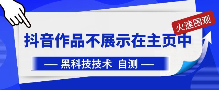 抖音黑科技：抖音作品不展示在主页中【揭秘】-爱找项目网