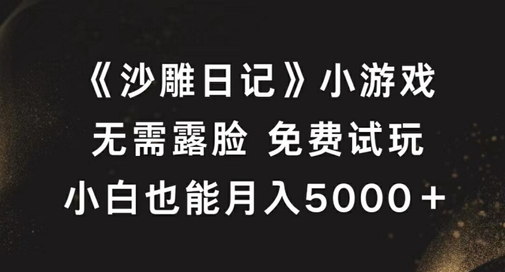 《沙雕日记》小游戏，无需露脸免费试玩，小白也能月入5000+【揭秘】-爱找项目网