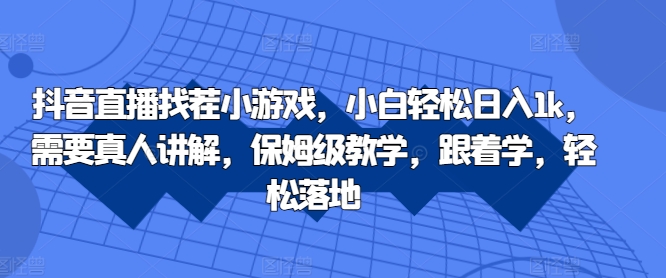 抖音直播找茬小游戏，小白轻松日入1k，需要真人讲解，保姆级教学，跟着学，轻松落地【揭秘】-爱找项目网