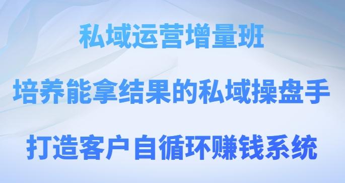 私域运营增量班，培养能拿结果的私域操盘手，打造客户自循环赚钱系统-爱找项目网