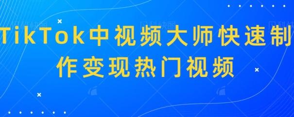 TikTok中视频大师快速制作变现热门视频-爱找项目网