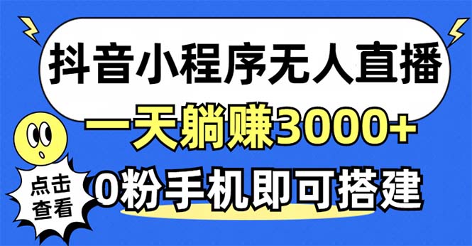 抖音小程序无人直播，一天躺赚3000+，0粉手机可搭建，不违规不限流，小…-爱找项目网