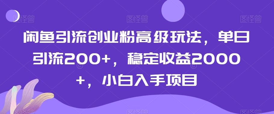 闲鱼引流创业粉高级玩法，单日引流200+，稳定收益2000+，小白入手项目-爱找项目网