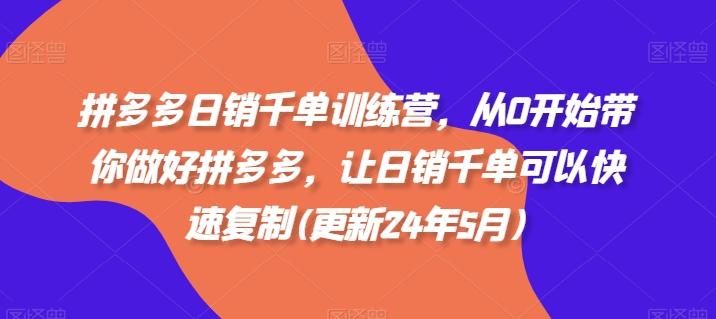 拼多多日销千单训练营，从0开始带你做好拼多多，让日销千单可以快速复制(更新24年7月)-爱找项目网