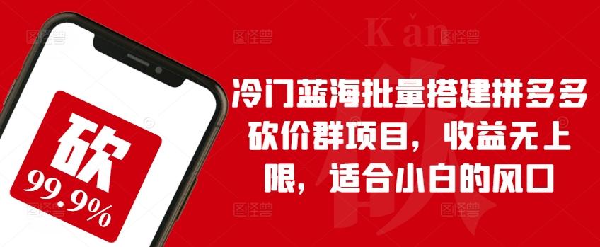 冷门蓝海批量搭建拼多多砍价群项目，收益无上限，适合小白的风口【揭秘】-爱找项目网