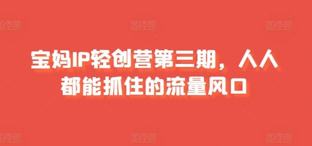 宝妈IP轻创营第三期，人人都能抓住的流量风口-爱找项目网