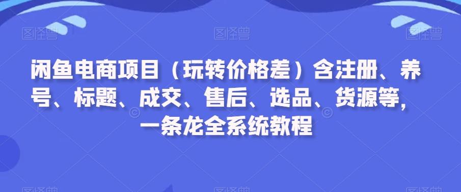 闲鱼电商项目(玩转价格差)含注册、养号、标题、成交、售后、选品、货源等，一条龙全系统教程-爱找项目网
