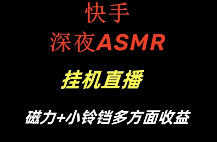 快手深夜ASMR挂机直播，磁力+小铃铛收益(附带工具和5G素材)【揭秘】-爱找项目网
