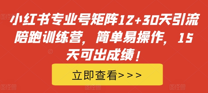 小红书专业号矩阵12+30天引流陪跑训练营，简单易操作，15天可出成绩!-爱找项目网