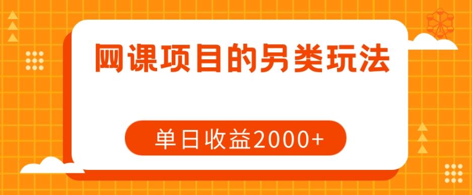 网课项目的另类玩法，单日收益2000+【揭秘】-爱找项目网