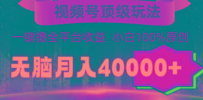 (9281期)视频号顶级玩法，无脑月入40000+，一键撸全平台收益，纯小白也能100%原创-爱找项目网