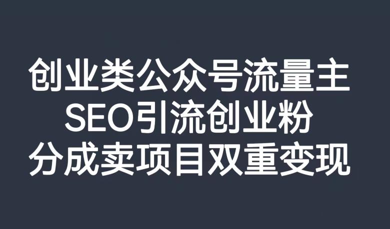 创业类公众号流量主，SEO引流创业粉，分成卖项目双重变现【揭秘】-爱找项目网