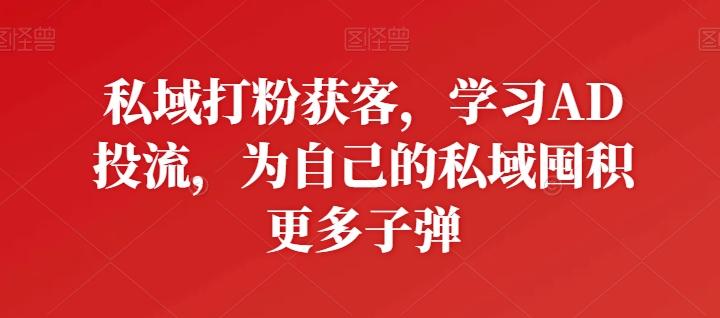 私域打粉获客，学习AD投流，为自己的私域囤积更多子弹-爱找项目网