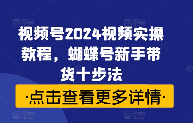 视频号2024视频实操教程，蝴蝶号新手带货十步法-爱找项目网