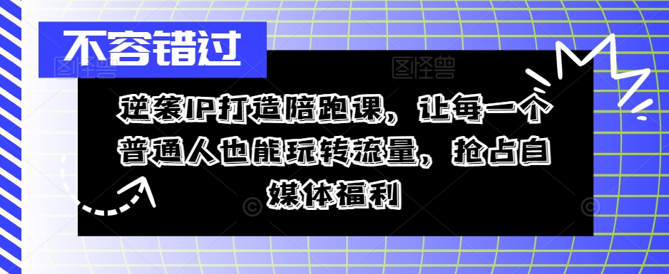 逆袭IP打造陪跑课，让每一个普通人也能玩转流量，抢占自媒体福利-爱找项目网