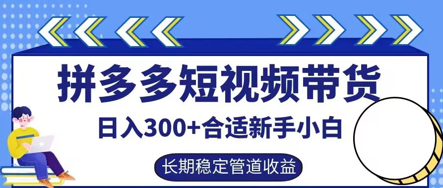 拼多多短视频带货日入300+有长期稳定被动收益，合适新手小白【揭秘】-爱找项目网