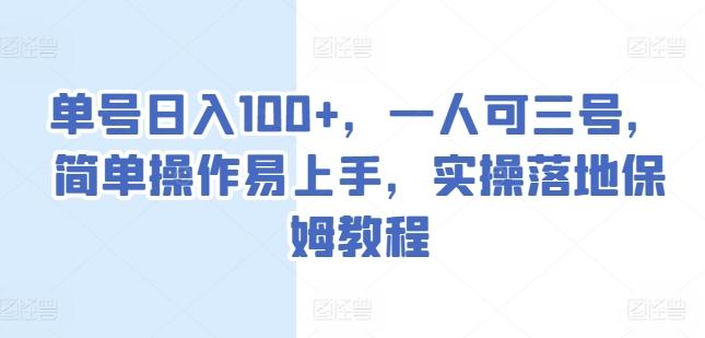 单号日入100+，一人可三号，简单操作易上手，实操落地保姆教程【揭秘】-爱找项目网