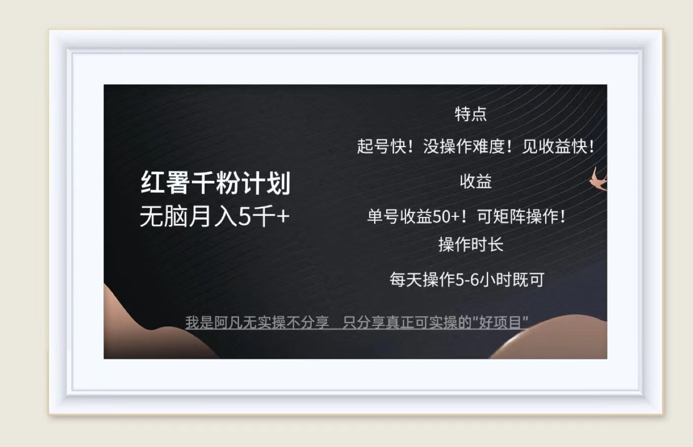 红薯千粉计划无脑月入5千+！既做既赚！-爱找项目网