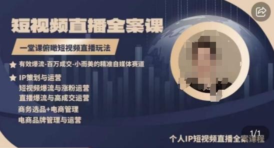 高品质IP短视频直播全案课程，一堂课俯瞰短视频直播玩法-爱找项目网