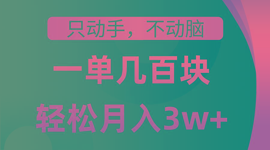 只动手不动脑，一单几百块，轻松月入3w+，看完就能直接操作，详细教程-爱找项目网