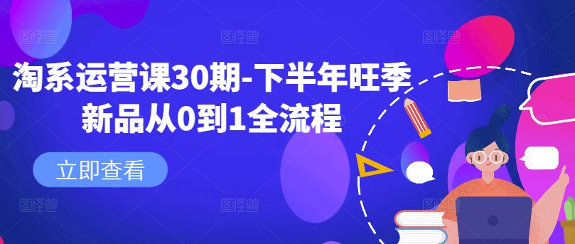 淘系运营课30期-下半年旺季新品从0到1全流程-爱找项目网