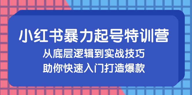 小红书暴力起号训练营，从底层逻辑到实战技巧，助你快速入门打造爆款-爱找项目网