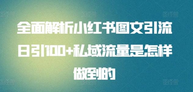 全面解析小红书图文引流日引100+私域流量是怎样做到的【揭秘】-爱找项目网