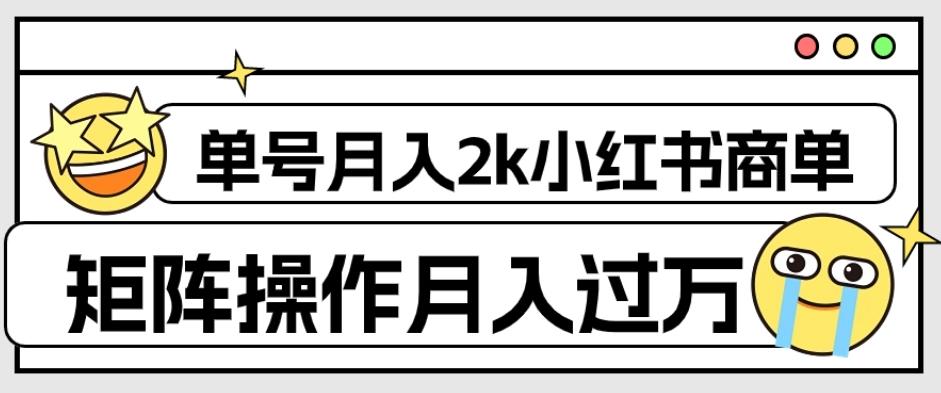 外面收费1980的小红书商单保姆级教程，单号月入2k，矩阵操作轻松月入过万-爱找项目网