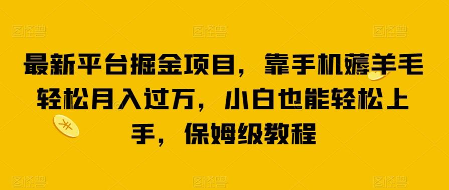 最新平台掘金项目，靠手机薅羊毛轻松月入过万，小白也能轻松上手，保姆级教程【揭秘】-爱找项目网