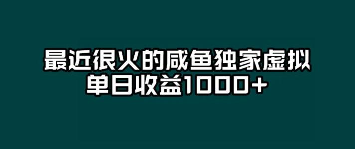 最近很火的咸鱼独家虚拟，单日收益1000+-爱找项目网
