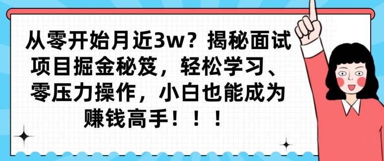 从零开始月近3w？揭秘面试项目掘金秘笈，轻松学习、零压力操作，小白也能成为赚钱高手-爱找项目网