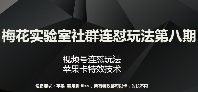 梅花实验室社群连怼玩法第八期，视频号连怼玩法 苹果卡特效技术【揭秘】-爱找项目网