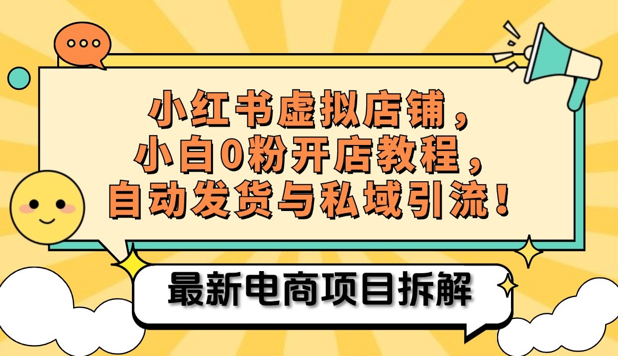 小红书电商，小白虚拟类目店铺教程，被动收益+私域引流-爱找项目网
