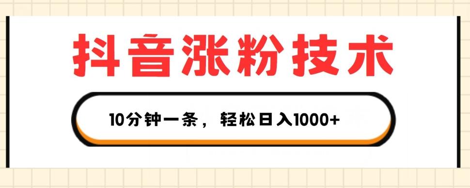 抖音涨粉技术，1个视频涨500粉，10分钟一个，3种变现方式，轻松日入1K+【揭秘】-爱找项目网