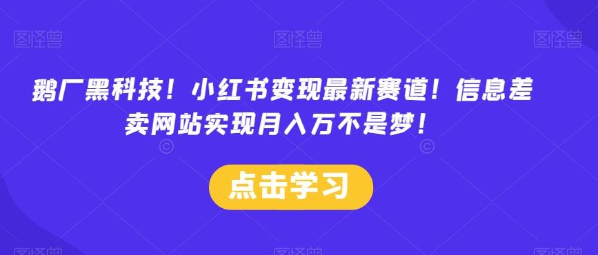 鹅厂黑科技！小红书变现最新赛道！信息差卖网站实现月入万不是梦！-爱找项目网