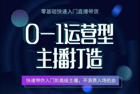 0-1运营型主播打造，​快速带你入门高级主播，不浪费入场机会-爱找项目网