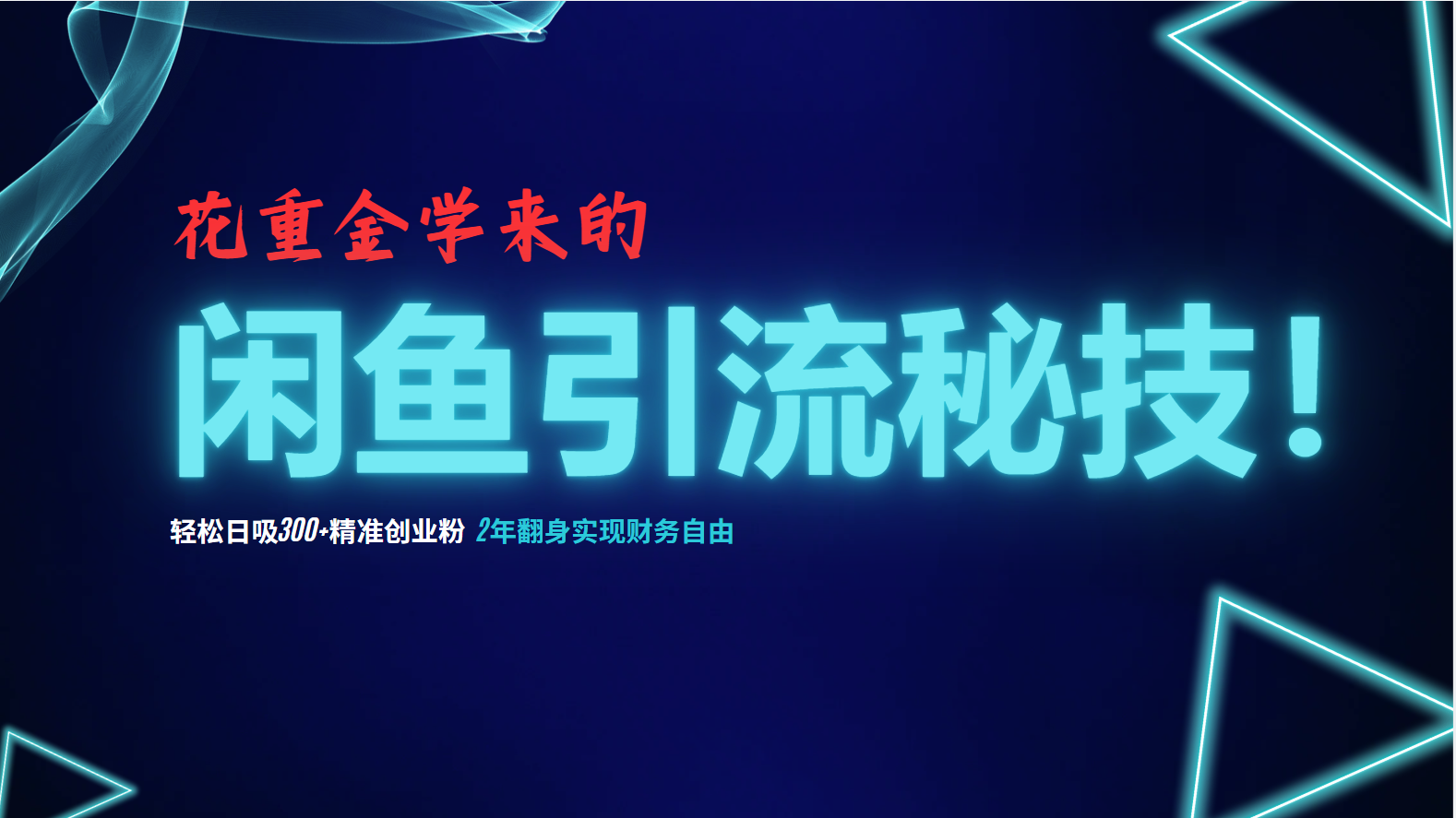 花重金学来的闲鱼引流秘技！轻松日吸300+精准创业粉，每天躺赚5000+，2…-爱找项目网