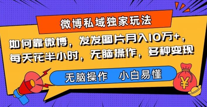 如何靠微博，发发图片月入10万+，‌每天花半小时，无脑操作，多种变现-爱找项目网