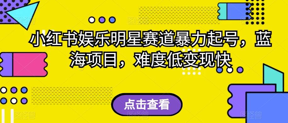 小红书娱乐明星赛道暴力起号，蓝海项目，难度低变现快【揭秘】-爱找项目网