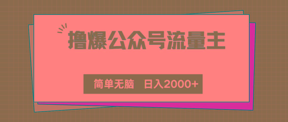 撸爆公众号流量主，简单无脑，单日变现2000+-爱找项目网