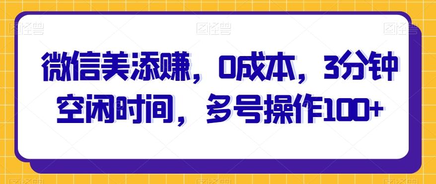 微信美添赚，0成本，3分钟空闲时间，多号操作100+-爱找项目网
