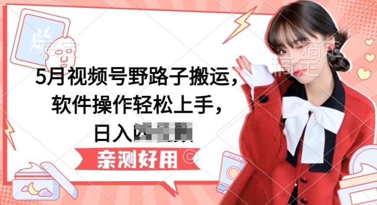 5月视频号野路子搬运，软件操作轻松上手，日入三位数【揭秘】-爱找项目网
