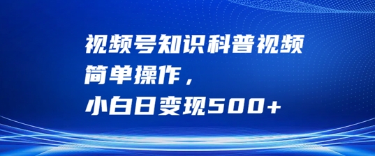 视频号知识科普视频，简单操作，小白日变现500+【揭秘】-爱找项目网