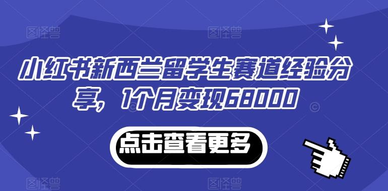 小红书新西兰留学生赛道经验分享，1个月变现68000【揭秘】-爱找项目网