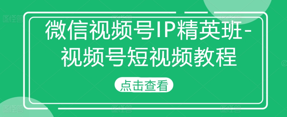 微信视频号IP精英班-视频号短视频教程-爱找项目网