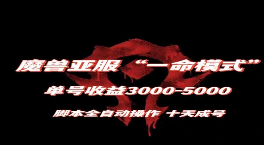魔兽亚服一命模式，10天成号-单号3千-5千，脚本全自动操作，保姆级教学【揭秘】-爱找项目网