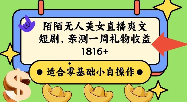 陌陌美女无人直播爽文短剧项目，亲测一个星期1800+【揭秘】-爱找项目网